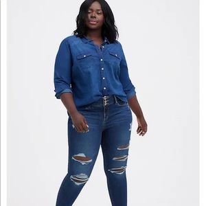 TORRID DARK DENIM BUTTON-UP SHIRT